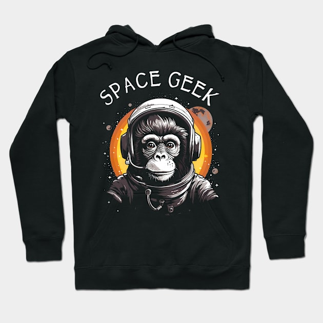 Vintage Space Geek Monkey Ape Chimp Astronaut Hoodie by Tshirt Samurai